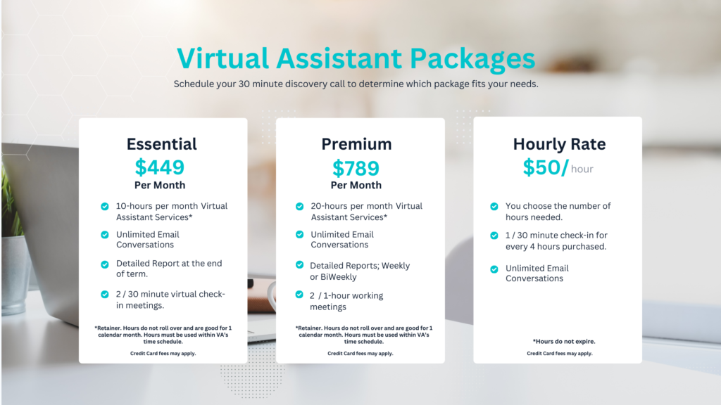 Virtual Assistant Monthly packages